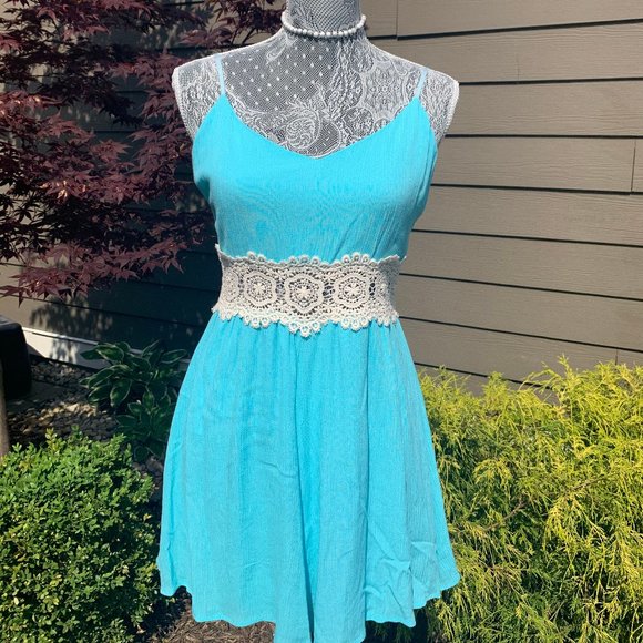 Altar'd State Dresses & Skirts - Altard State Turquoise Lacey Romper